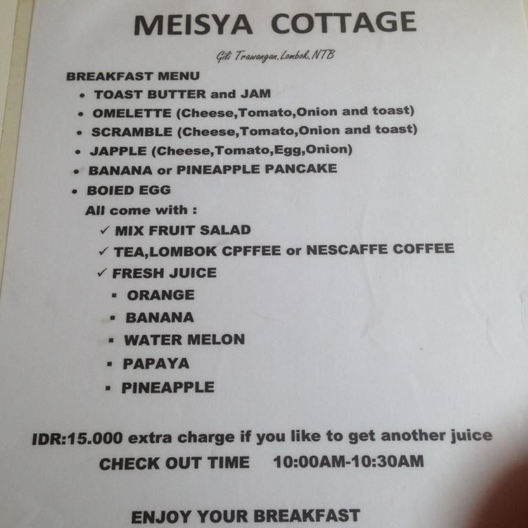 Meisya Cottage Gili Trawangan Eksteriør billede
